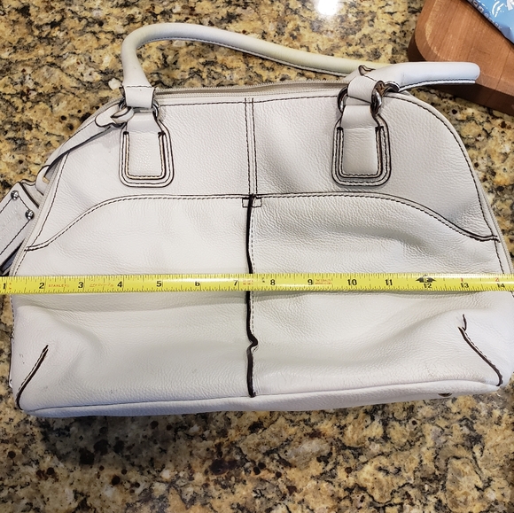 Tignanello Hand Bag, Purse, White Pebble Leather, 8" x 14" - Picture 3 of 13